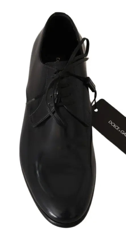 Dolce & Gabbana Blue Leather Polished Dress Derby Shoes - Zeiniez