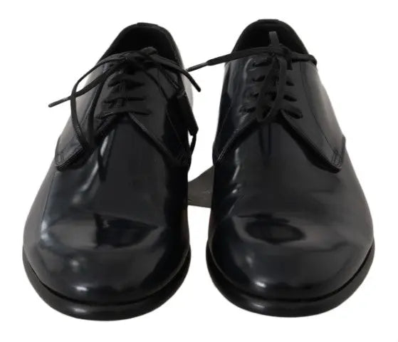Dolce & Gabbana Blue Leather Polished Dress Derby Shoes - Zeiniez