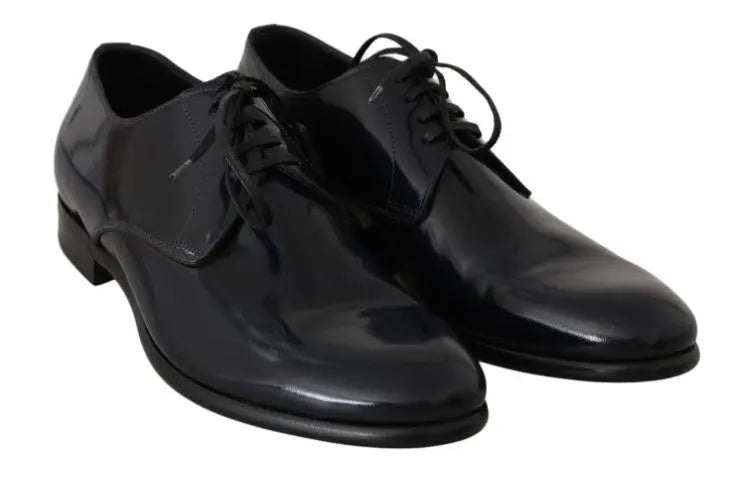 Dolce & Gabbana Blue Leather Polished Dress Derby Shoes - Zeiniez