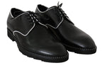 Dolce & Gabbana Black Leather White Line Dress Derby Shoes - Zeiniez