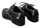 Dolce & Gabbana Black Leather White Line Dress Derby Shoes - Zeiniez
