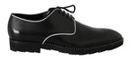 Dolce & Gabbana Black Leather White Line Dress Derby Shoes - Zeiniez
