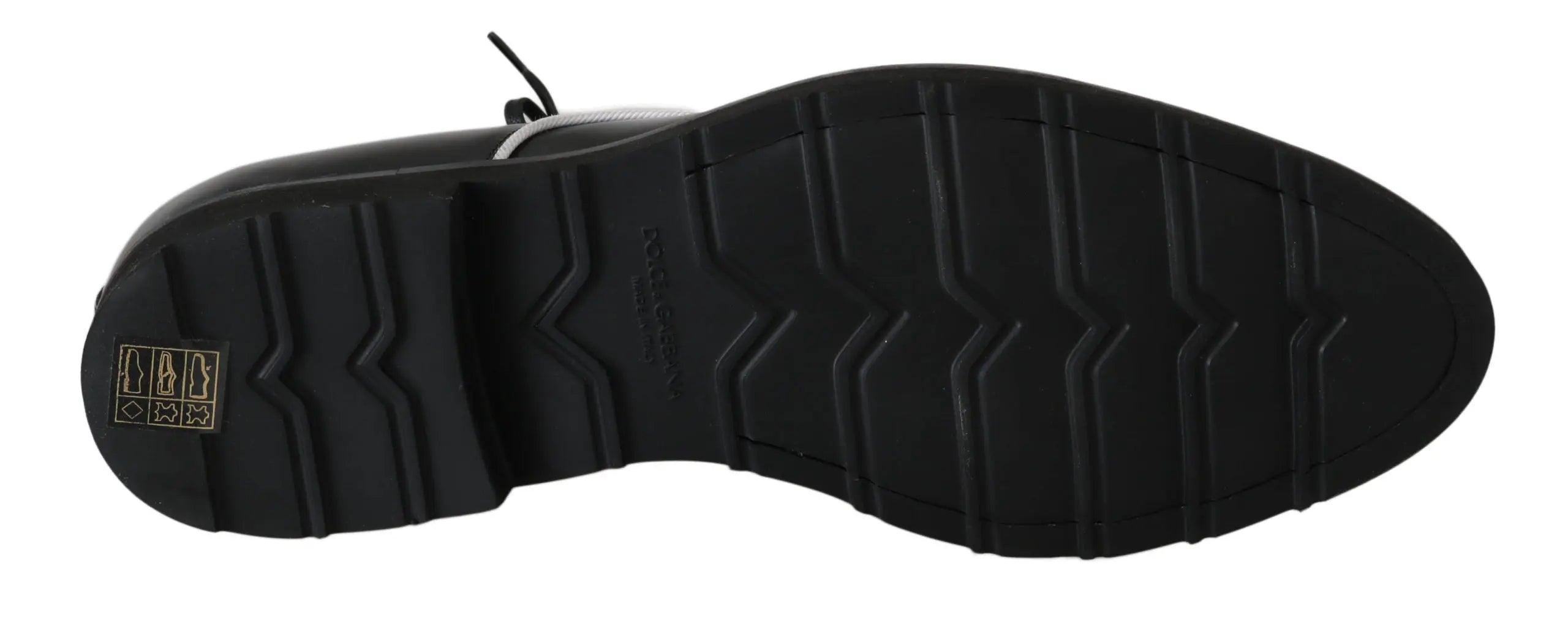 Dolce & Gabbana Black Leather White Line Dress Derby Shoes - Zeiniez