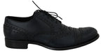 Dolce & Gabbana Dark Blue Leather Wingtip Oxford Dress Shoes - Zeiniez