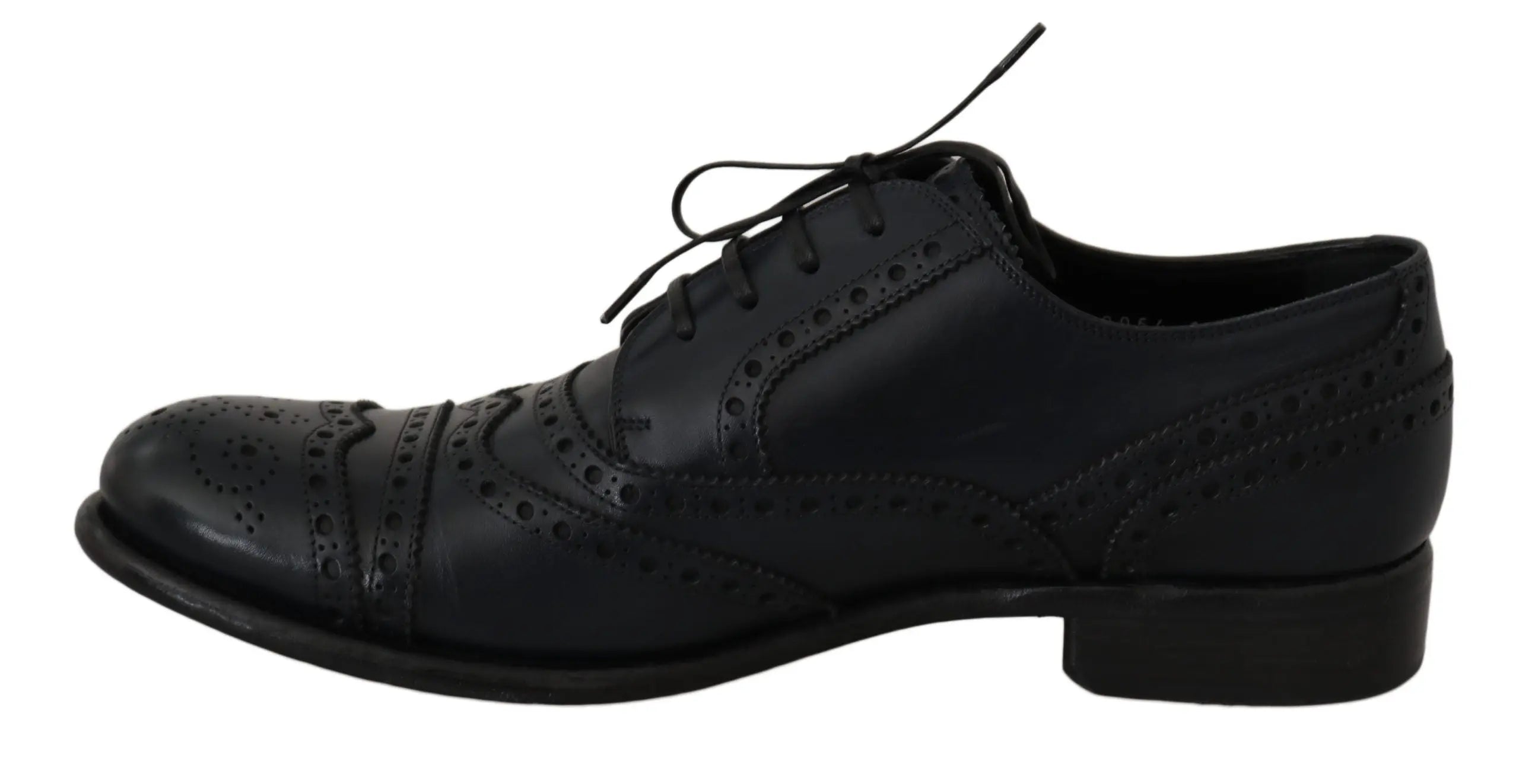 Dolce & Gabbana Dark Blue Leather Wingtip Oxford Dress Shoes - Zeiniez