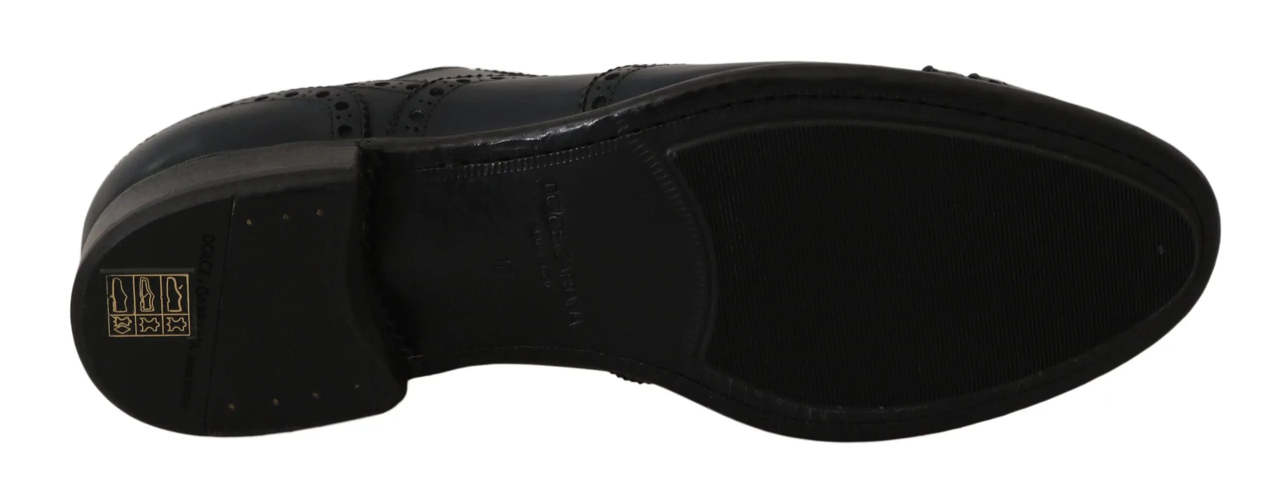 Dolce & Gabbana Dark Blue Leather Wingtip Oxford Dress Shoes - Zeiniez