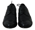 Dolce & Gabbana Dark Blue Leather Wingtip Oxford Dress Shoes - Zeiniez