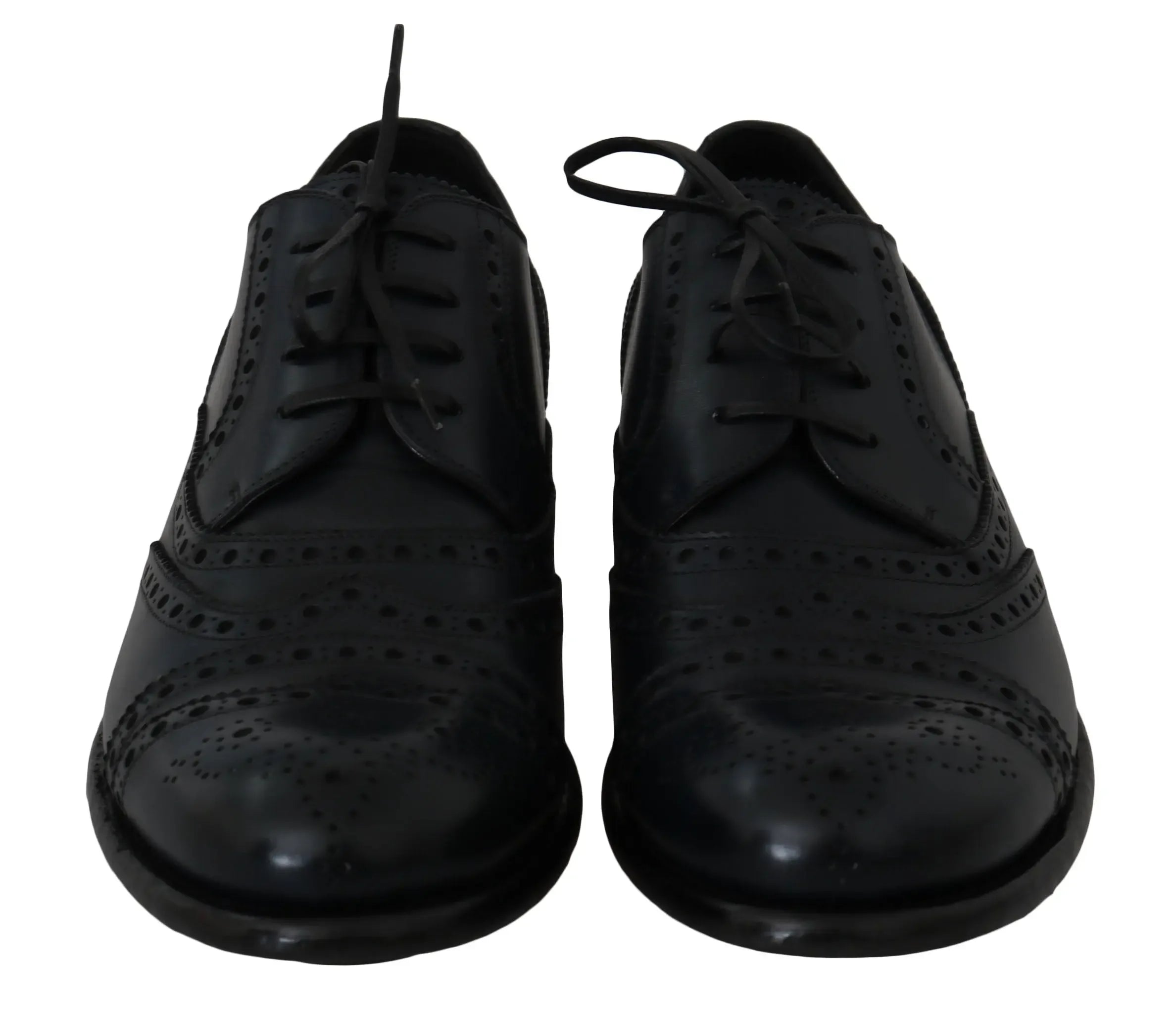 Dolce & Gabbana Dark Blue Leather Wingtip Oxford Dress Shoes - Zeiniez