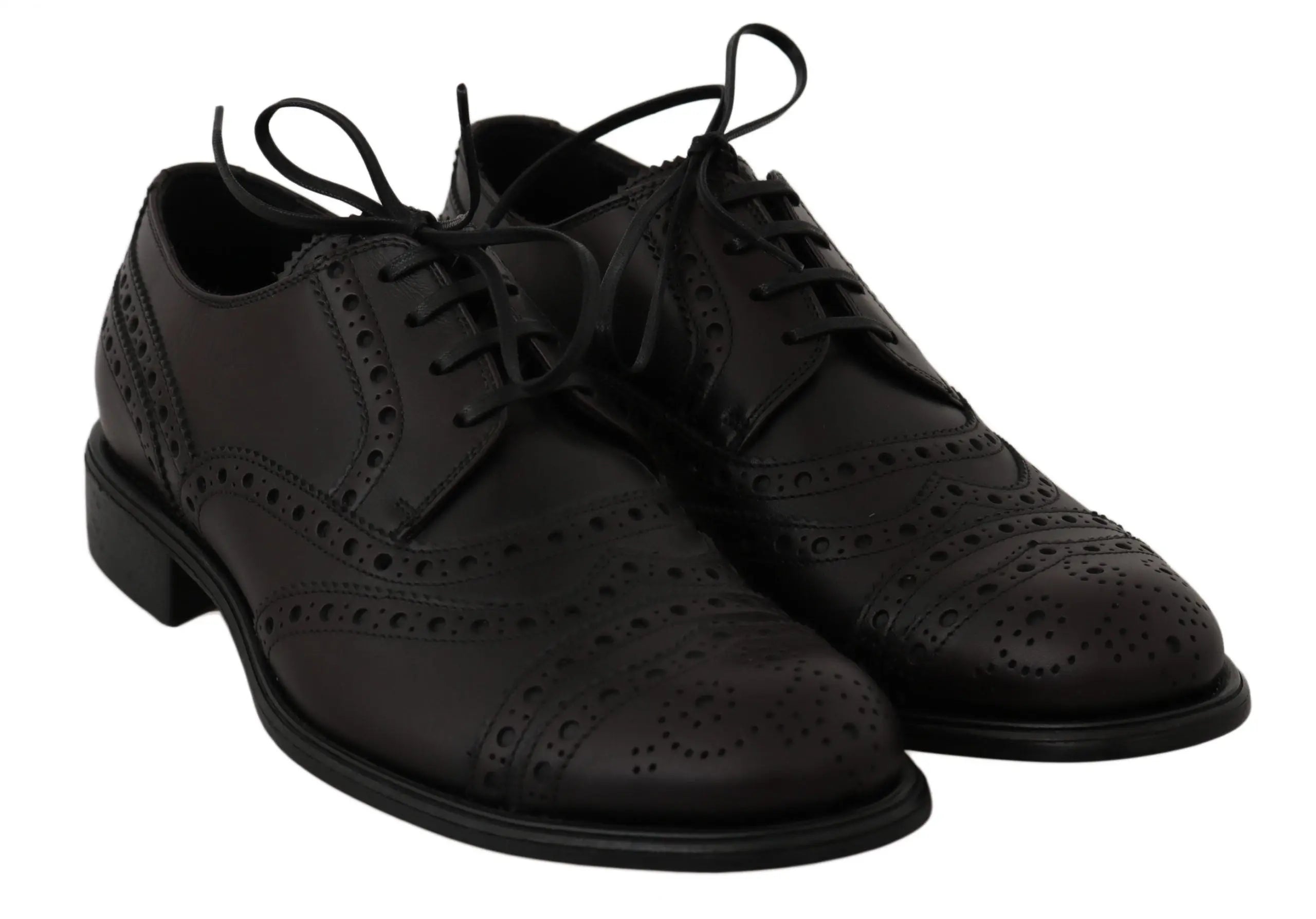 Dolce & Gabbana Black Leather Wingtip Oxford Dress  Shoes - Zeiniez