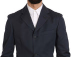 Romeo Gigli Two Piece 3 Button Cotton Blue Solid Suit - Zeiniez
