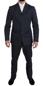 Romeo Gigli Two Piece 3 Button Cotton Blue Solid Suit - Zeiniez