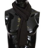 Dolce & Gabbana Dark Gray Virgin Wool Striped Pattern Wrap Scarf - Zeiniez