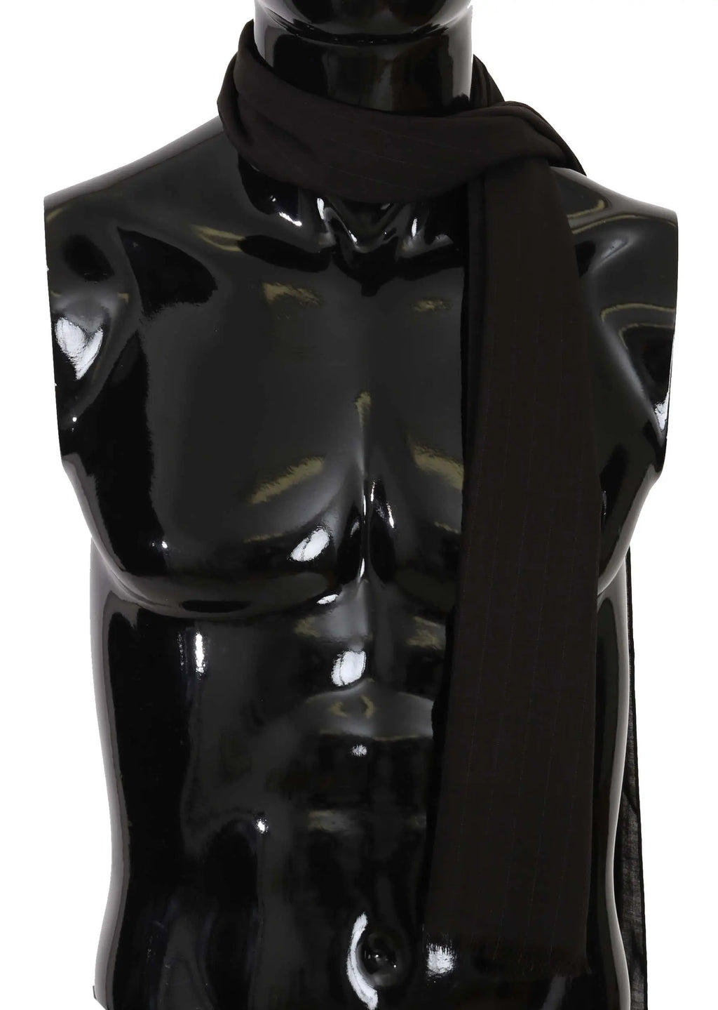 Dolce & Gabbana Dark Gray Virgin Wool Striped Pattern Wrap Scarf - Zeiniez