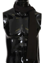 Dolce & Gabbana Dark Gray Virgin Wool Striped Pattern Wrap Scarf - Zeiniez