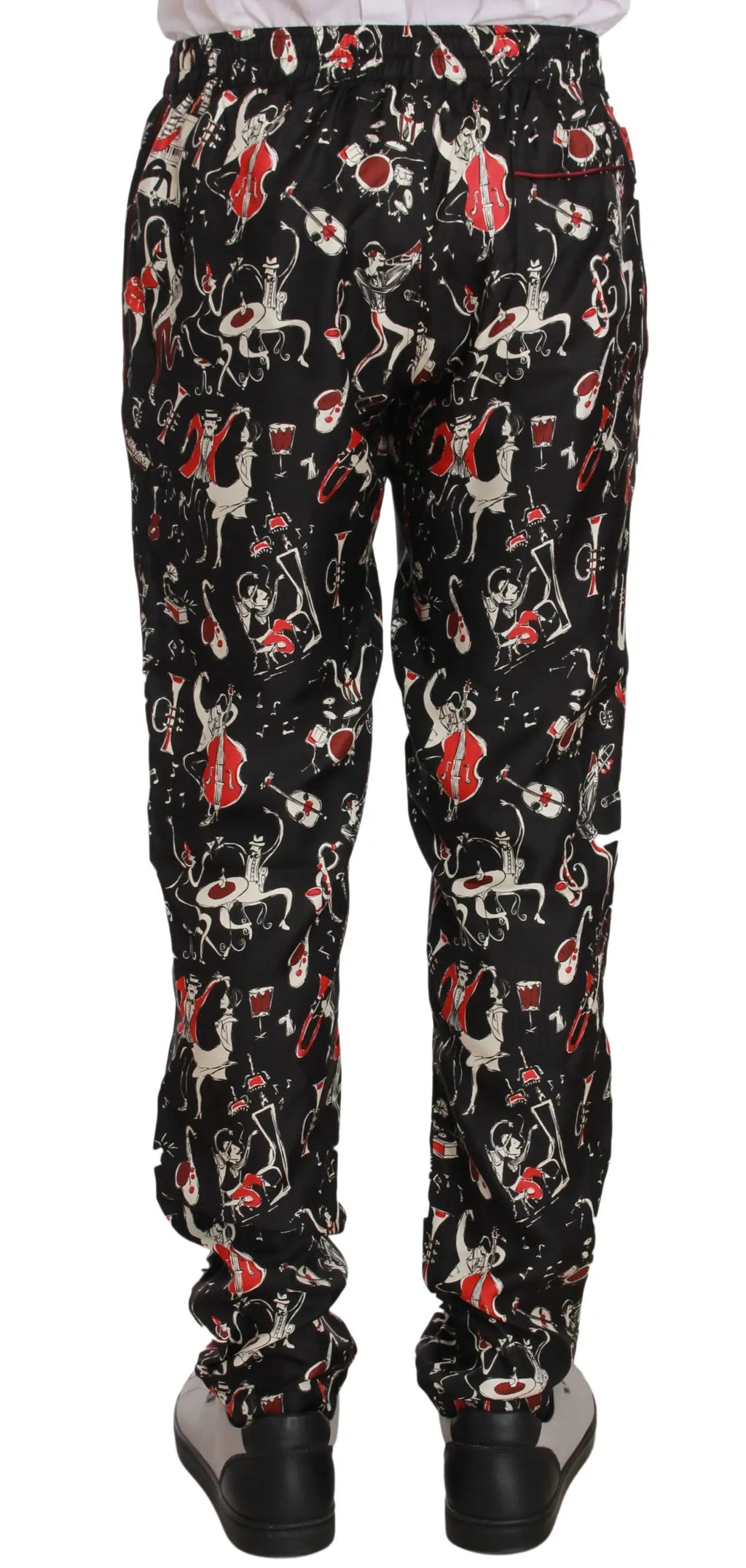 Dolce & Gabbana Red Musical Instrument Print Sleepwear Pants - Zeiniez