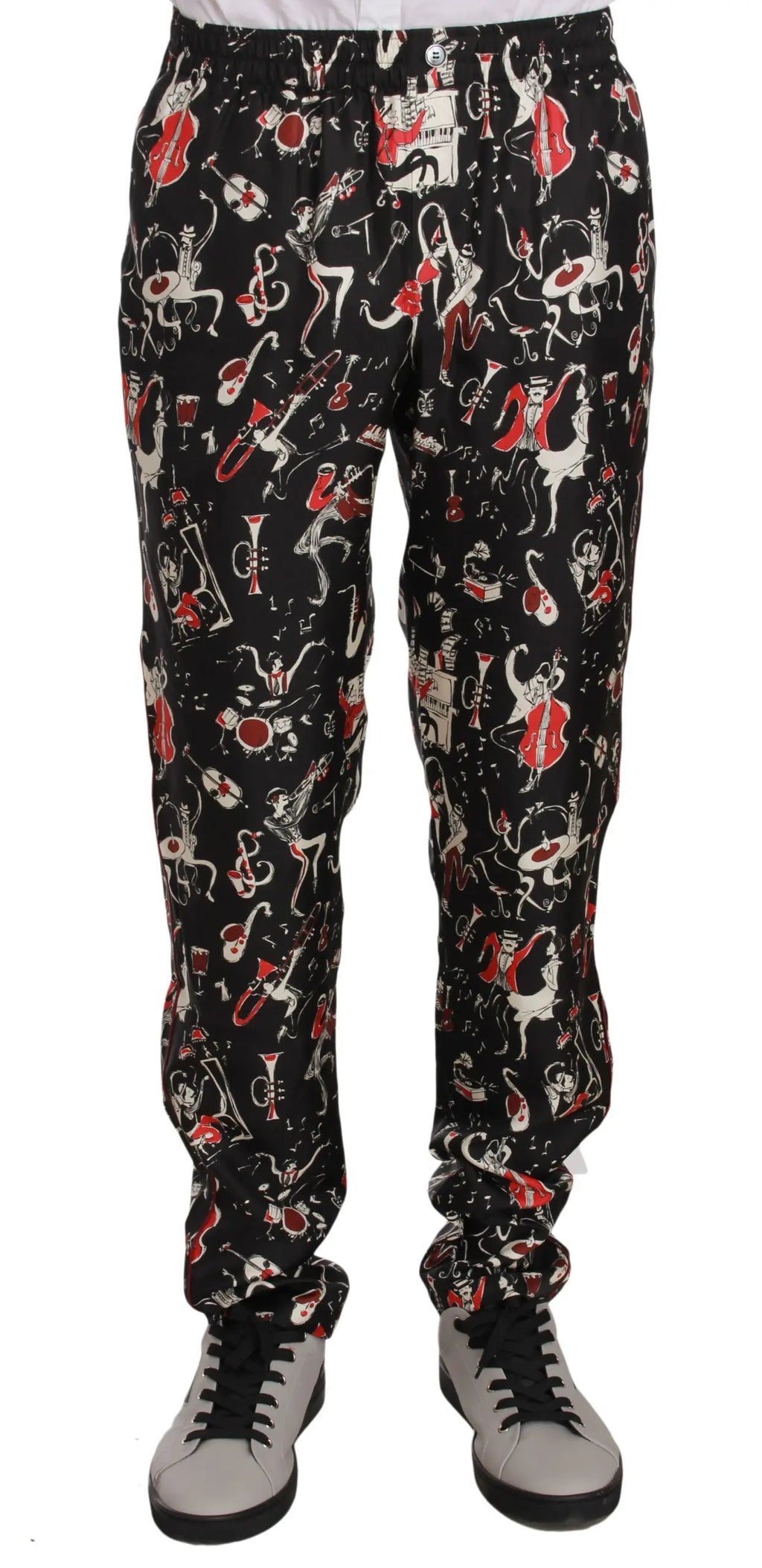 Dolce & Gabbana Red Musical Instrument Print Sleepwear Pants - Zeiniez
