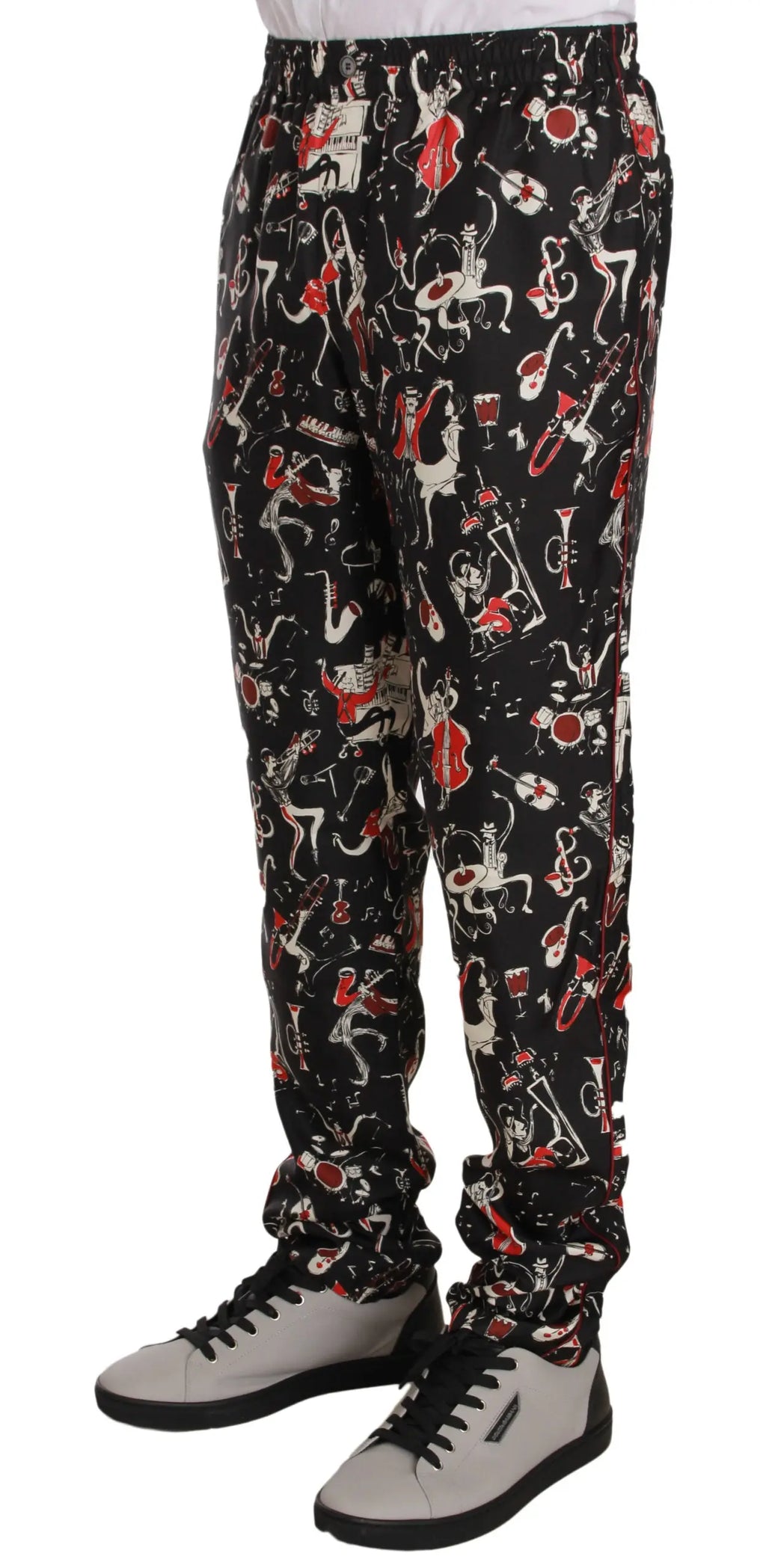 Dolce & Gabbana Red Musical Instrument Print Sleepwear Pants - Zeiniez