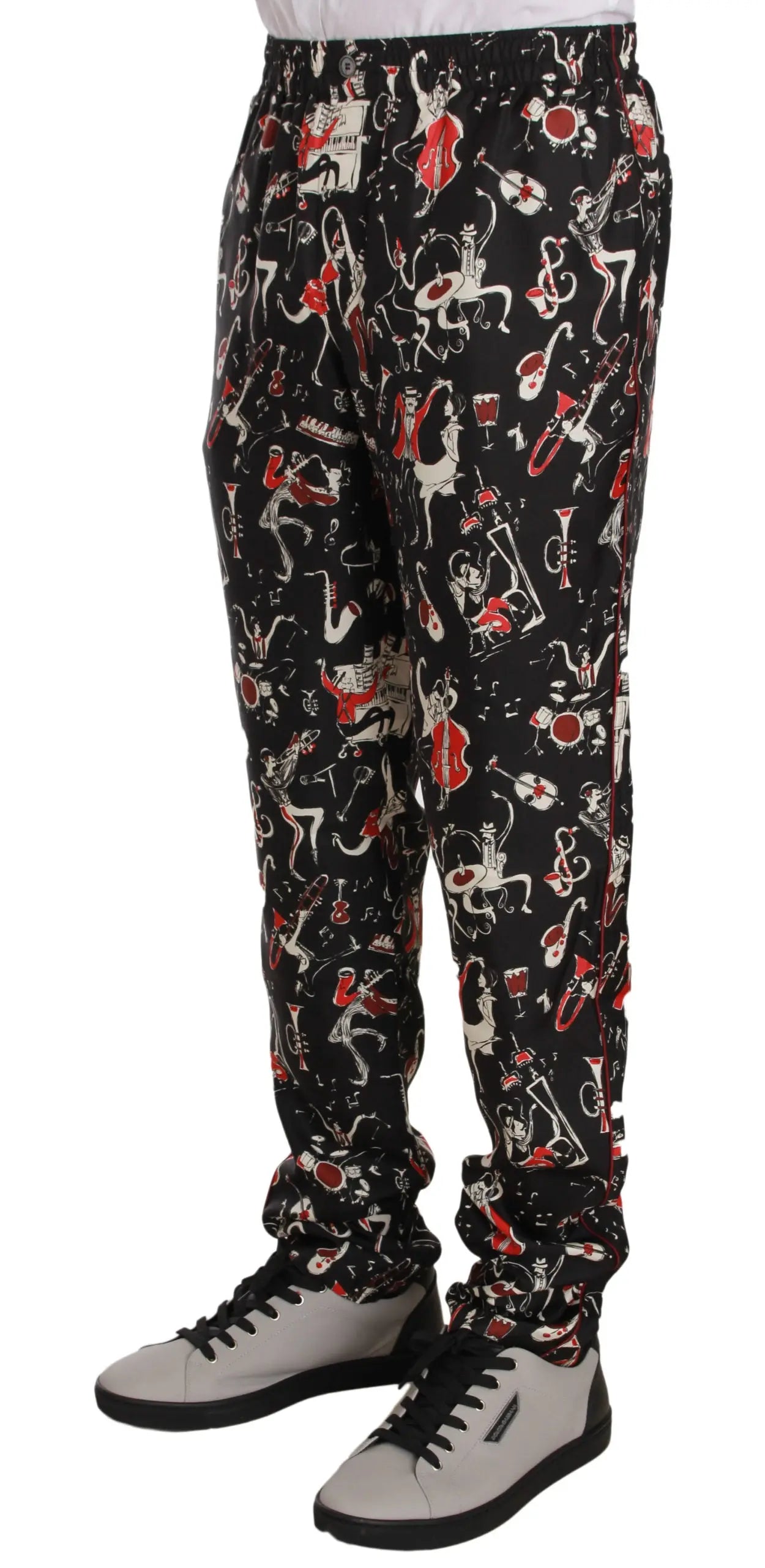 Dolce & Gabbana Red Musical Instrument Print Sleepwear Pants - Zeiniez