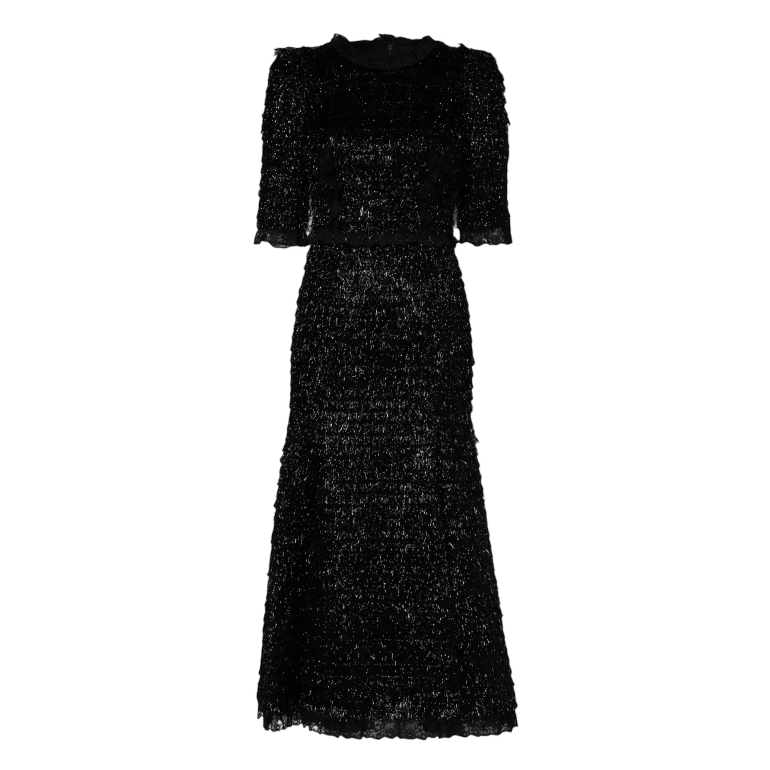 Dolce & Gabbana Metallic Black Polyester A-line Midi Dress - Zeiniez