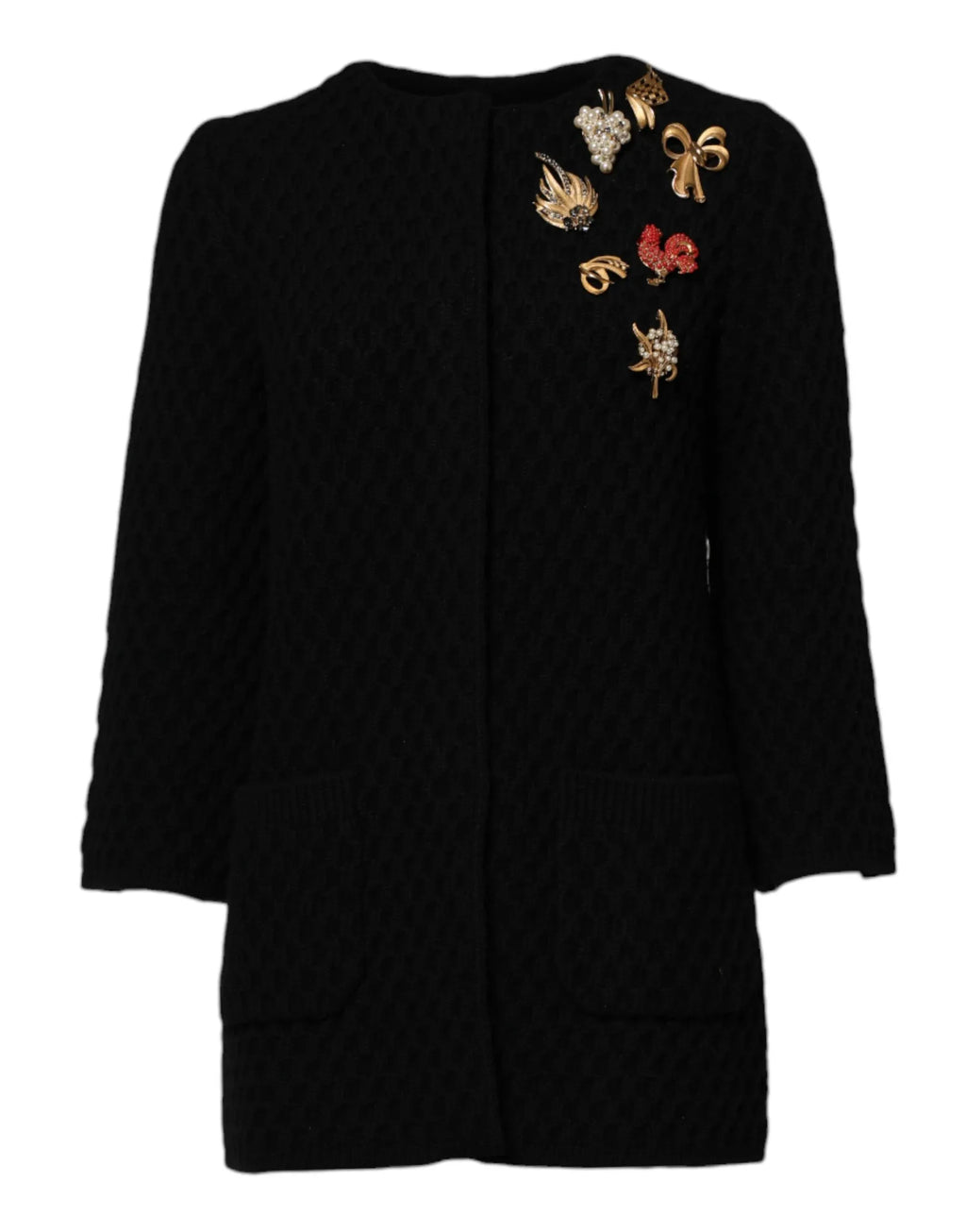 Dolce & Gabbana Black Cashmere Quilted Embellished Jacket - Zeiniez