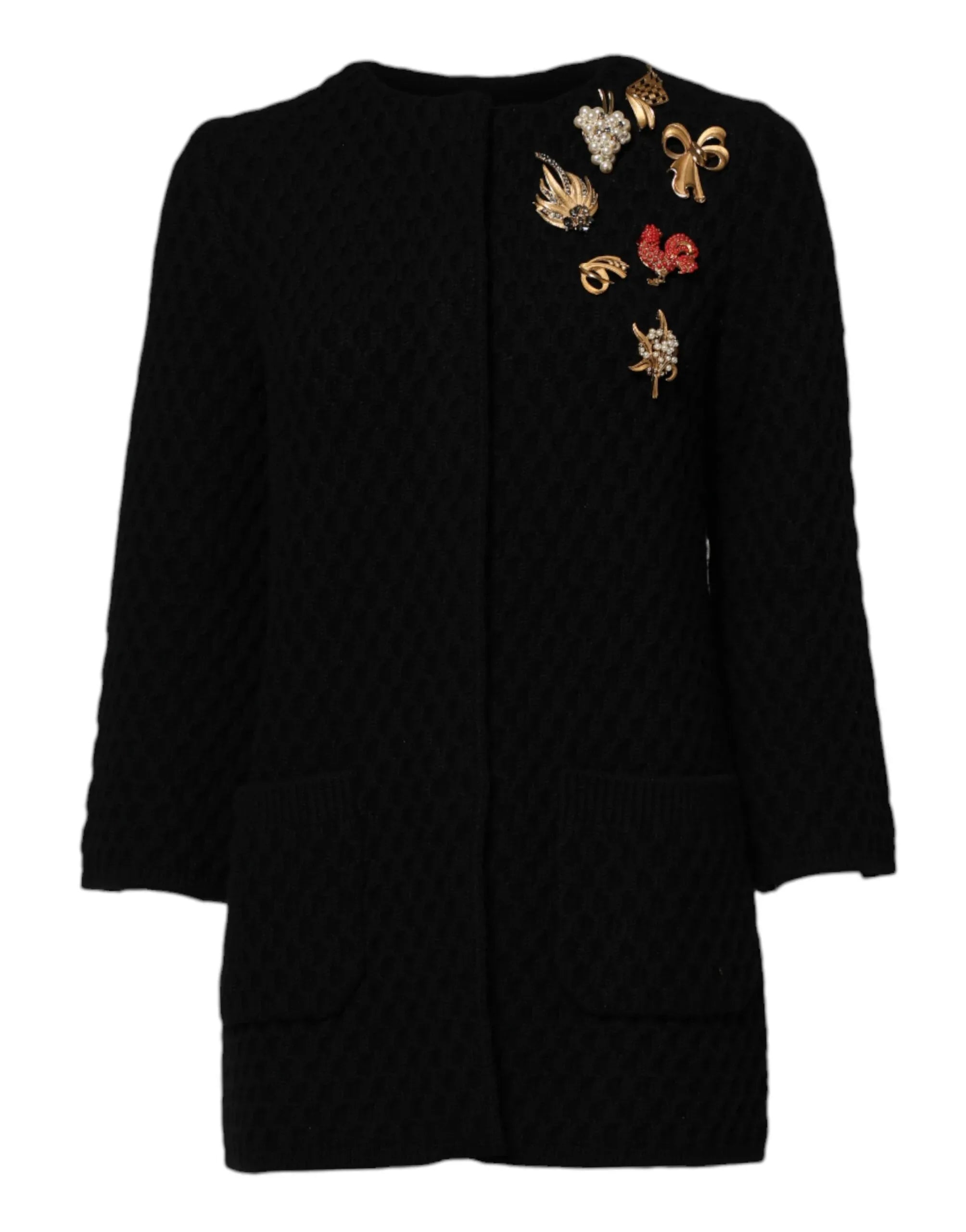 Dolce & Gabbana Black Cashmere Quilted Embellished Jacket - Zeiniez