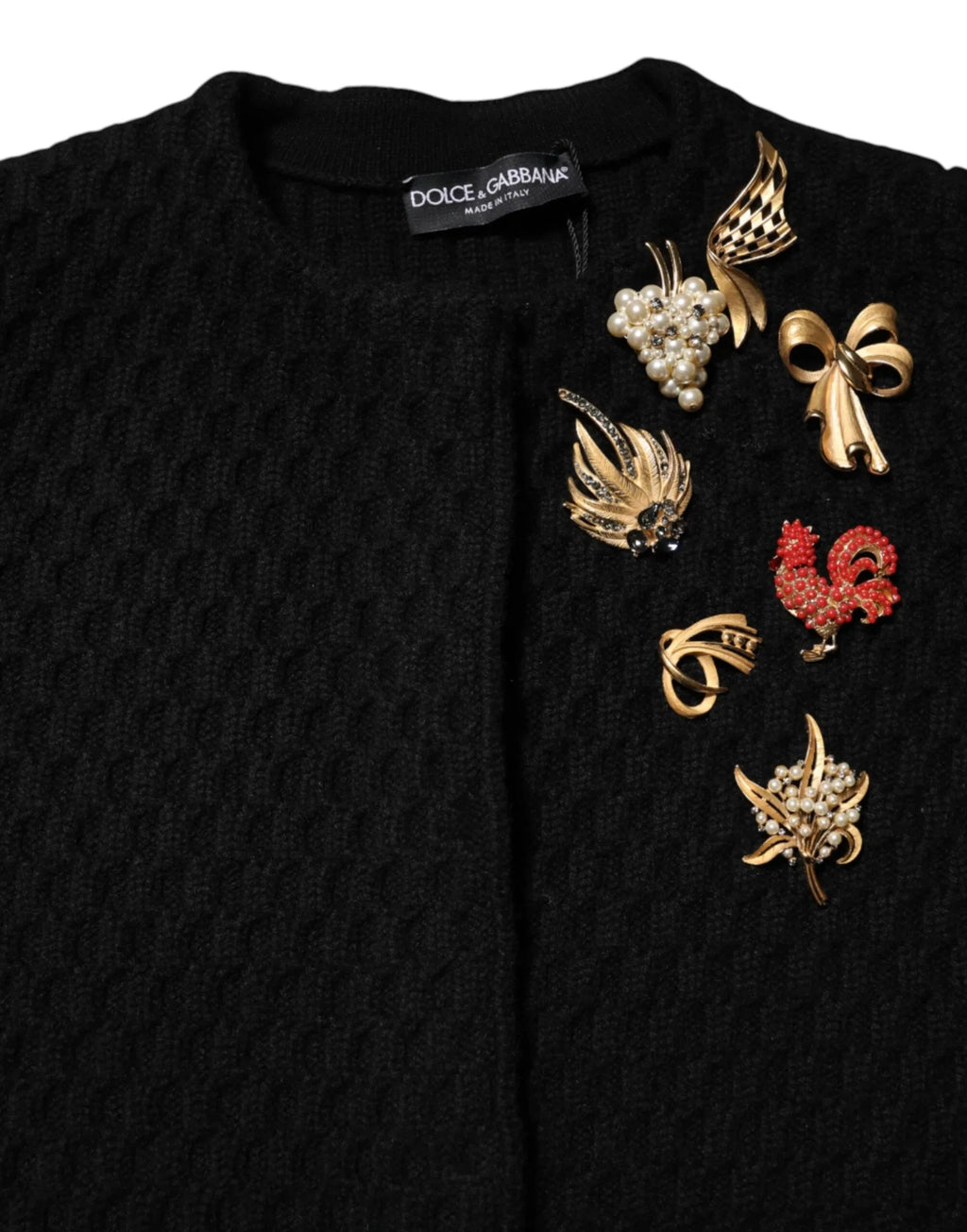Dolce & Gabbana Black Cashmere Quilted Embellished Jacket - Zeiniez