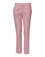Dolce & Gabbana Pink Wool Mid Waist Tapered Pants - Zeiniez