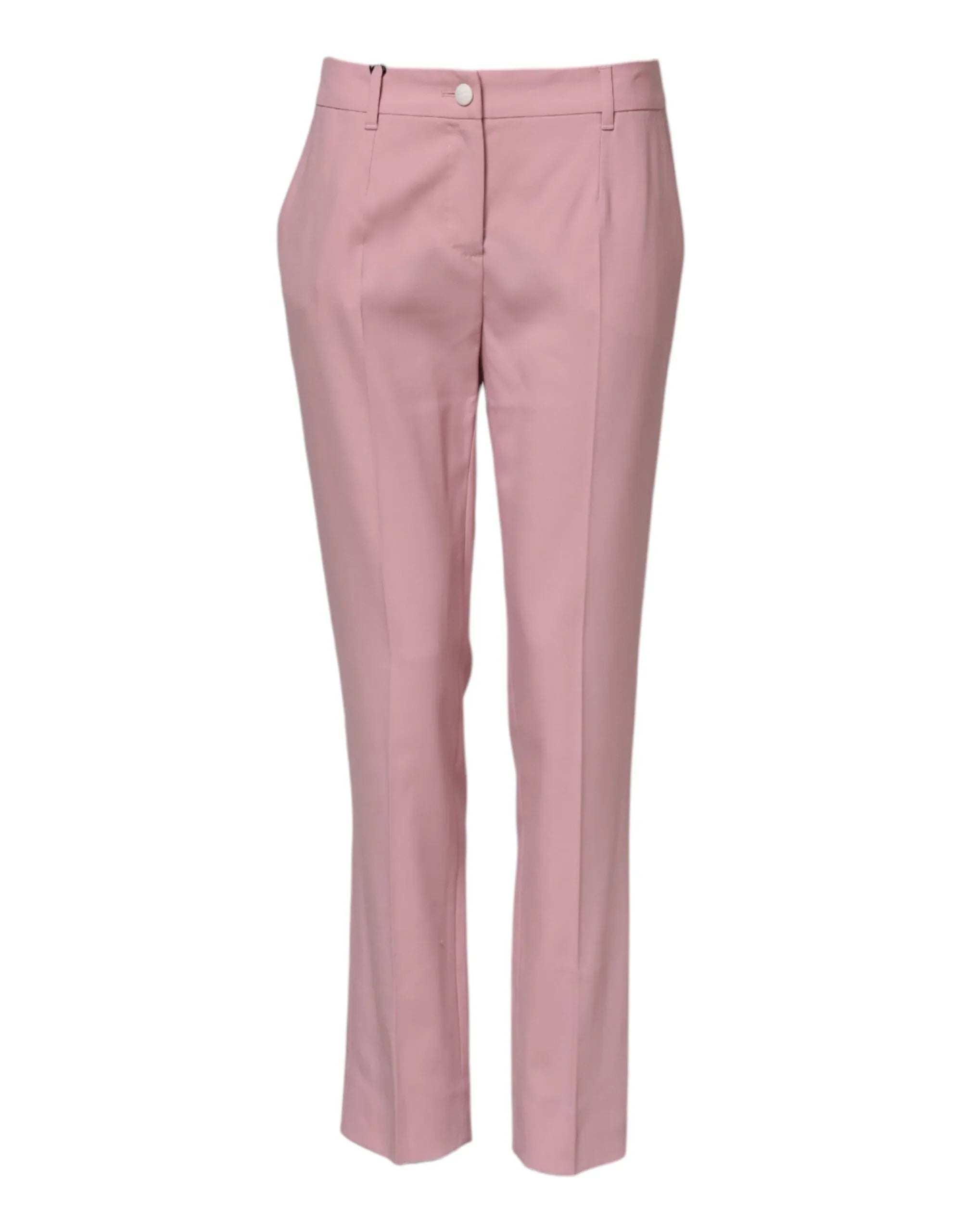 Dolce & Gabbana Pink Wool Mid Waist Tapered Pants - Zeiniez