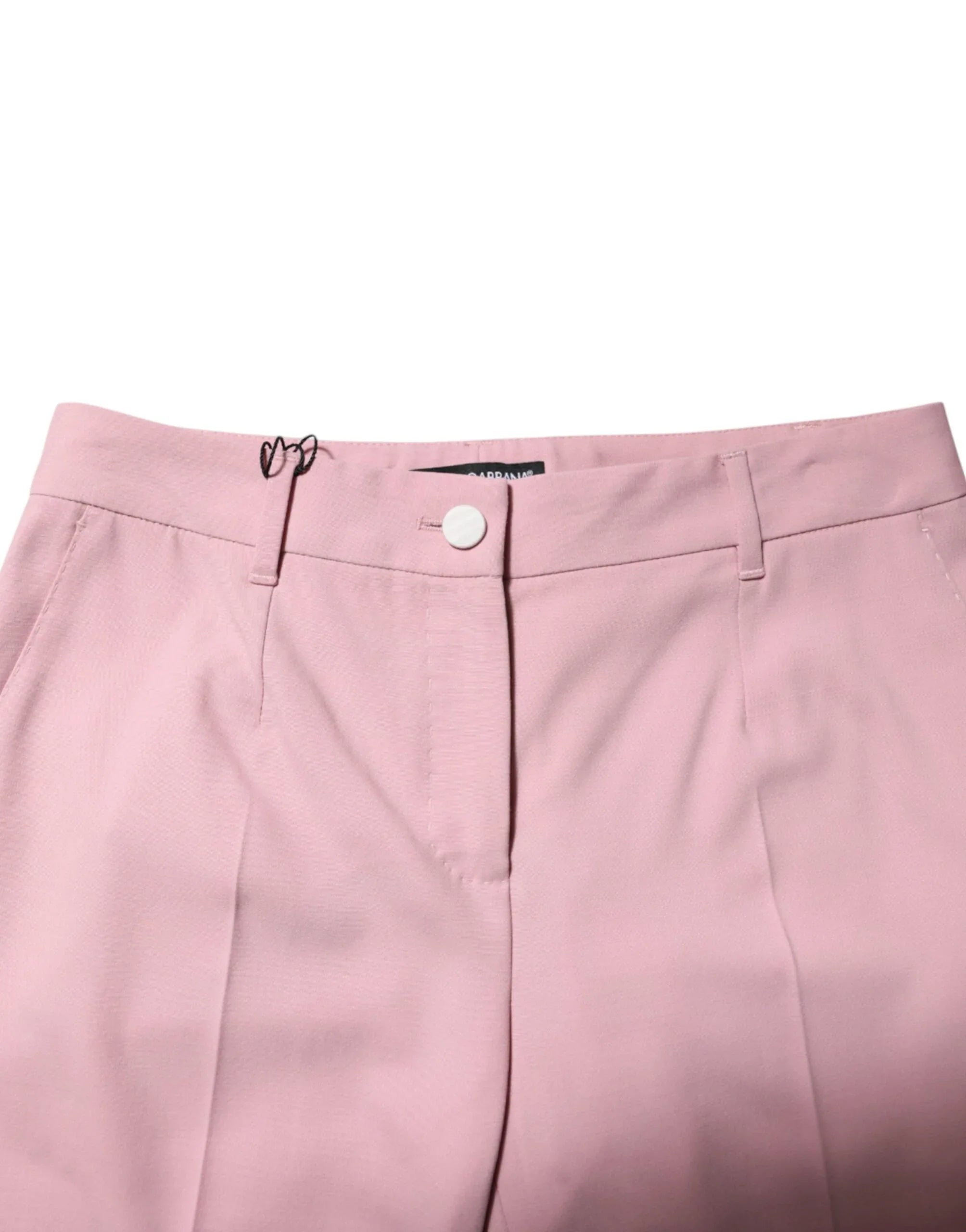 Dolce & Gabbana Pink Wool Mid Waist Tapered Pants - Zeiniez