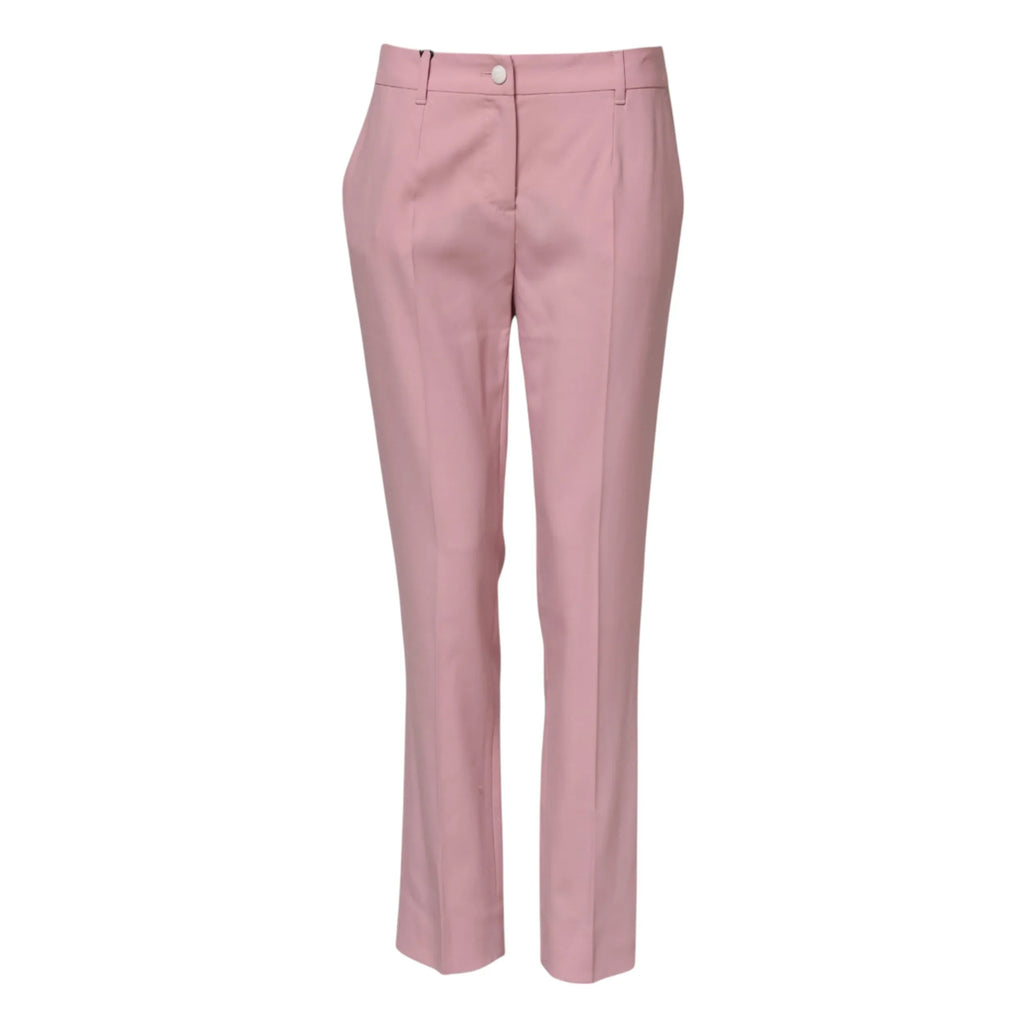 Dolce & Gabbana Pink Wool Mid Waist Tapered Pants - Zeiniez