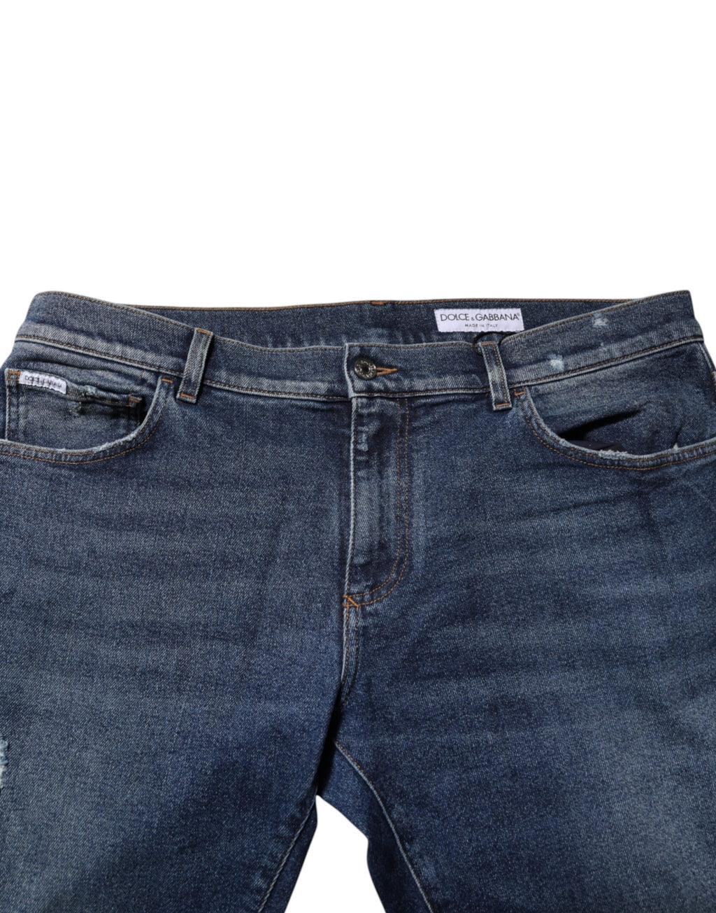 Dolce & Gabbana Blue Cotton Mid Waisted Straight Denim Jeans