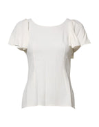 Dolce & Gabbana White Round Neck Short Sleeves Blouse Top - Zeiniez