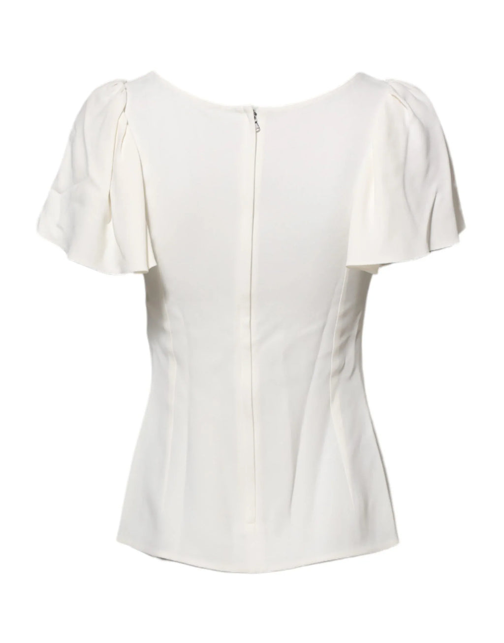 Dolce & Gabbana White Round Neck Short Sleeves Blouse Top - Zeiniez