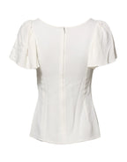 Dolce & Gabbana White Round Neck Short Sleeves Blouse Top - Zeiniez