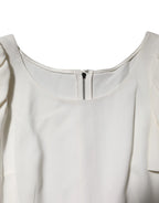 Dolce & Gabbana White Round Neck Short Sleeves Blouse Top - Zeiniez