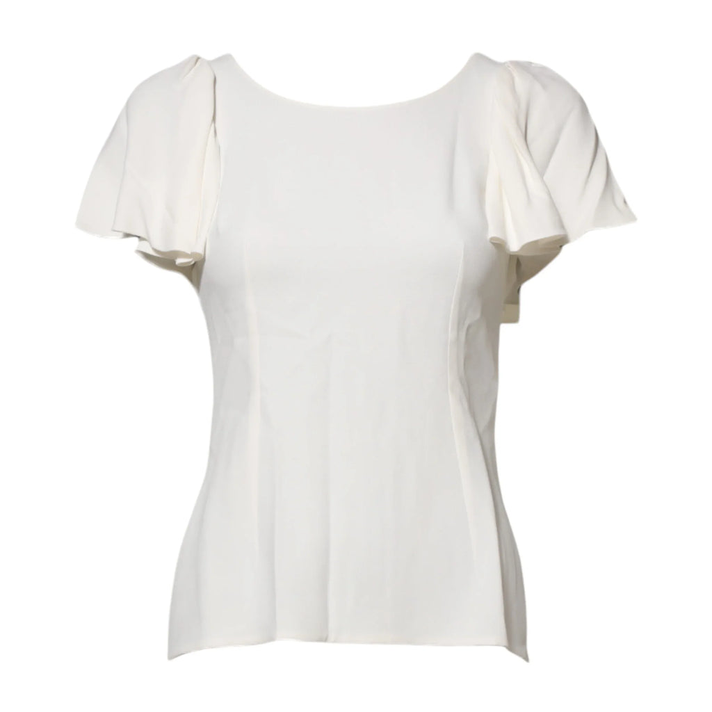 Dolce & Gabbana White Round Neck Short Sleeves Blouse Top - Zeiniez