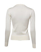 Dolce & Gabbana White Silk Lily Buttoned Cardigan Sweater - Zeiniez
