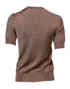 Dolce & Gabbana Brown Lily Embellished Round Neck Blouse Top - Zeiniez