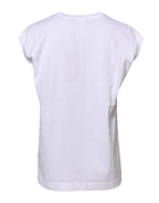Dolce & Gabbana White Cotton Sleeveless Women Tank T-shirt - Zeiniez