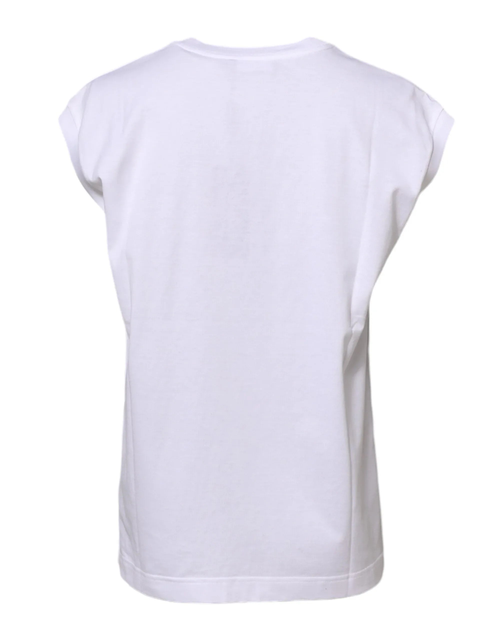 Dolce & Gabbana White Cotton Sleeveless Women Tank T-shirt - Zeiniez