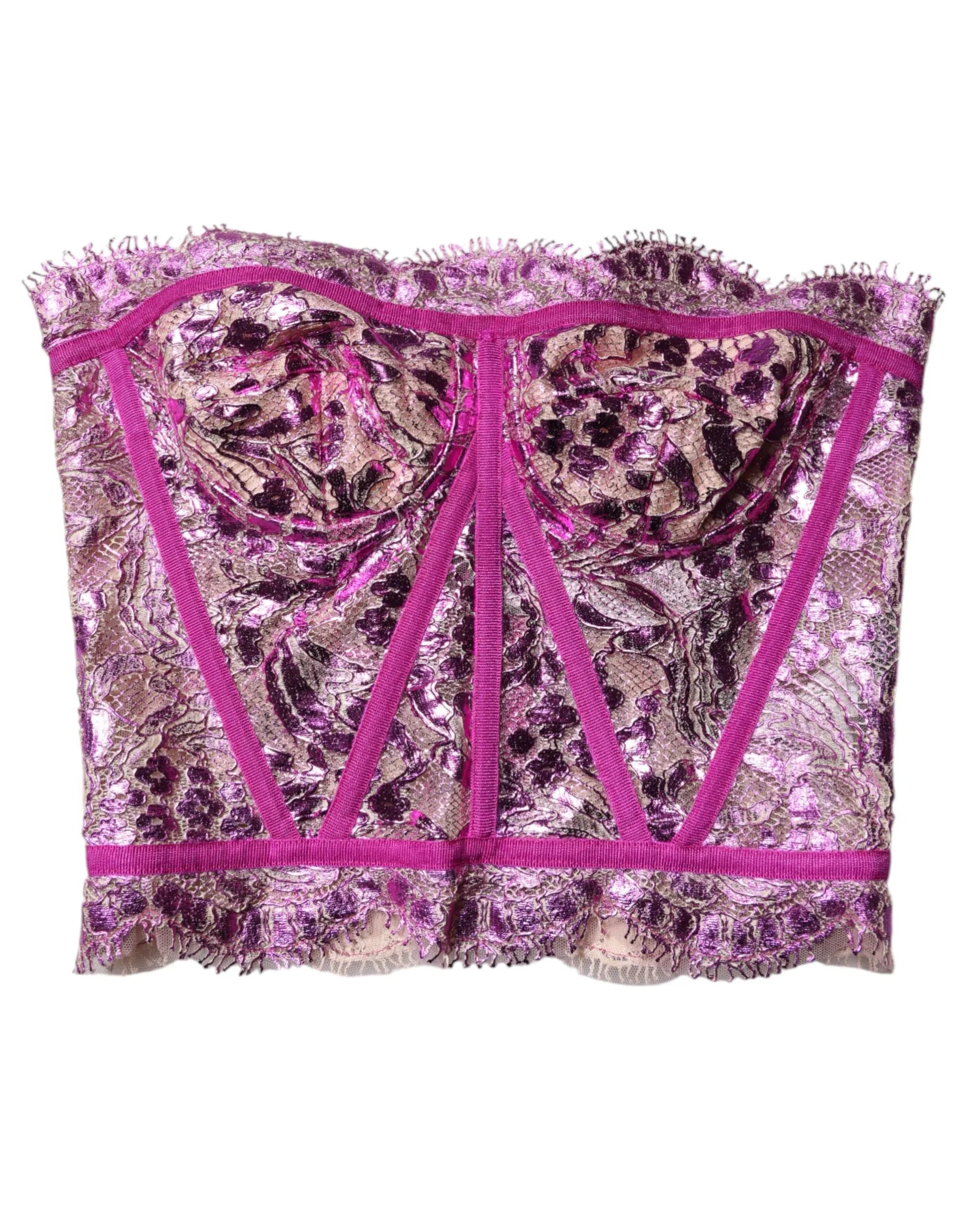 Dolce & Gabbana Pink Bustier Sleeveless Corset Blouse Top - Zeiniez