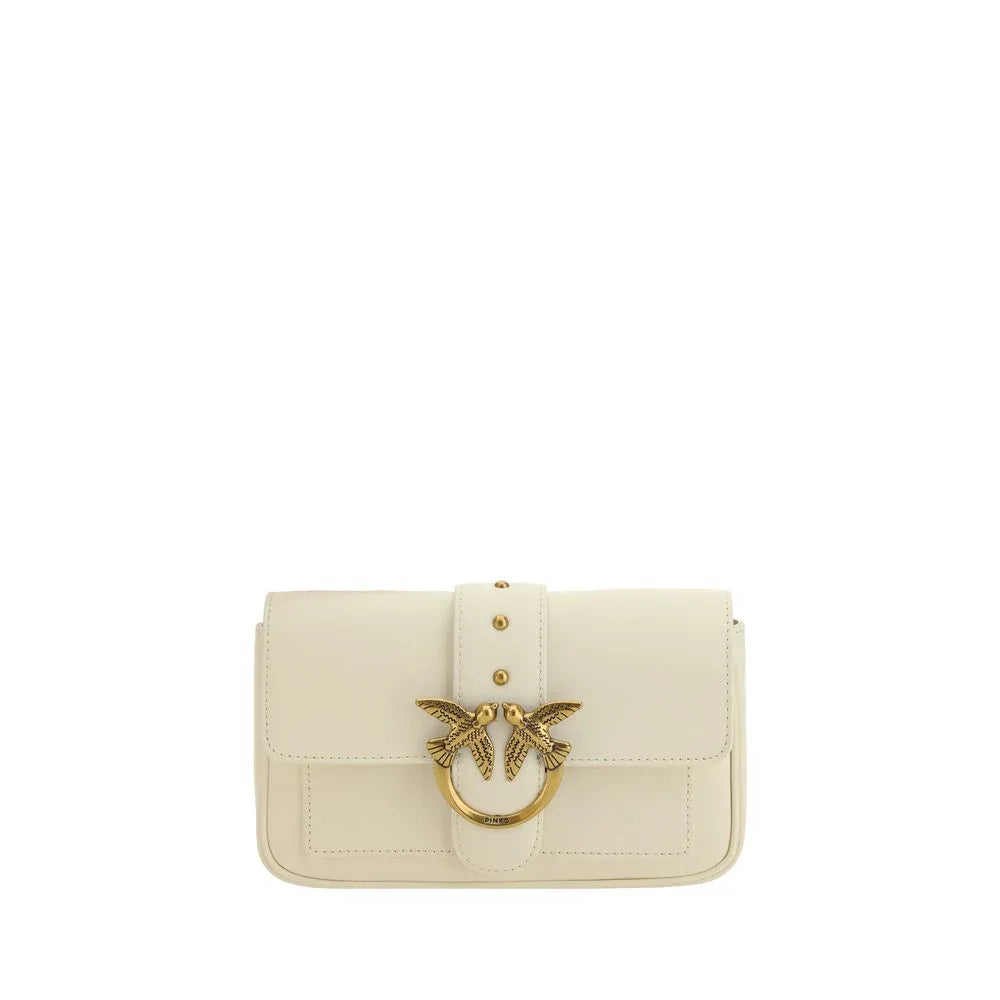 PINKO White Calf Leather Bos Taurus Shoulder Bag - Zeiniez