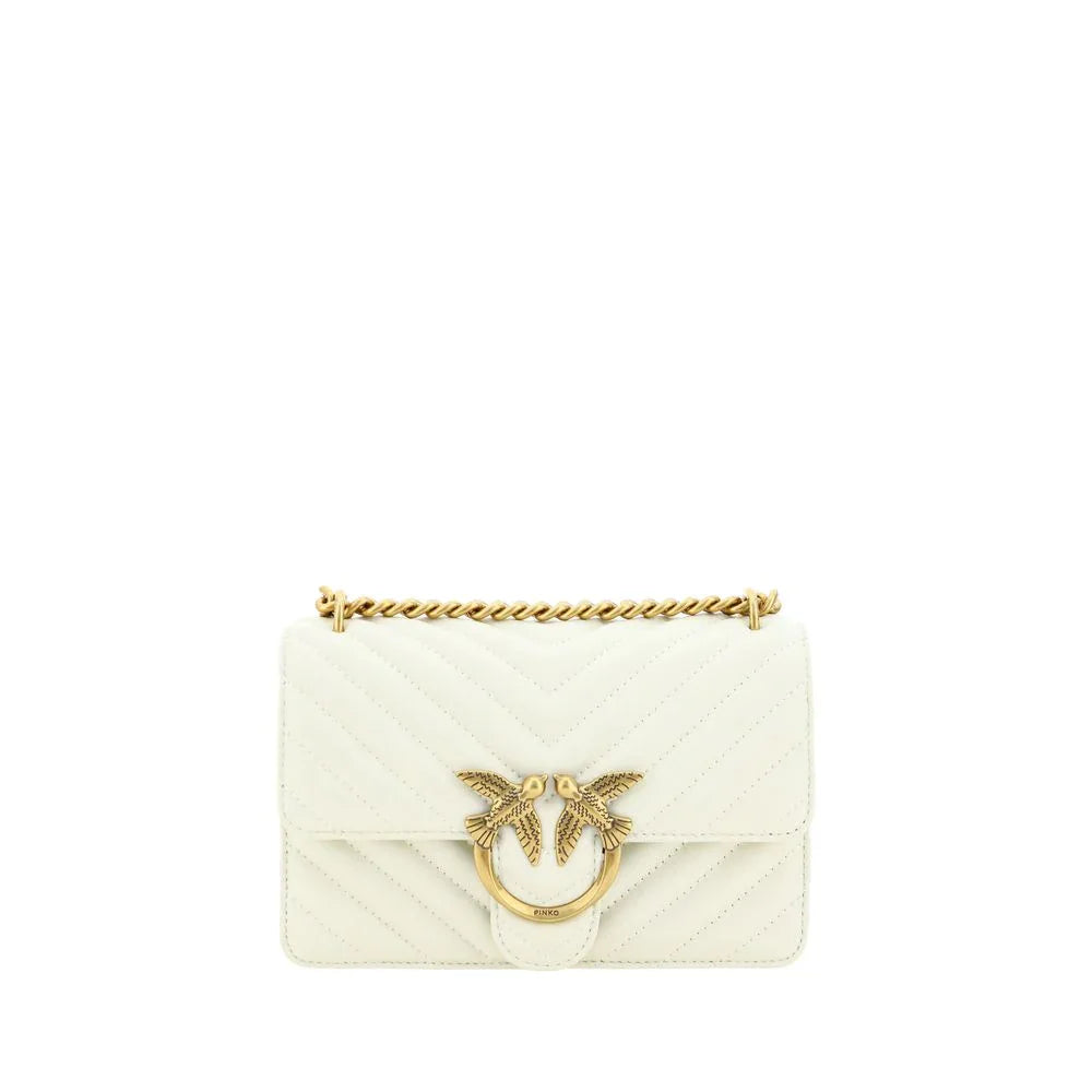 PINKO White Calf Leather Bos Taurus Shoulder Bag - Zeiniez