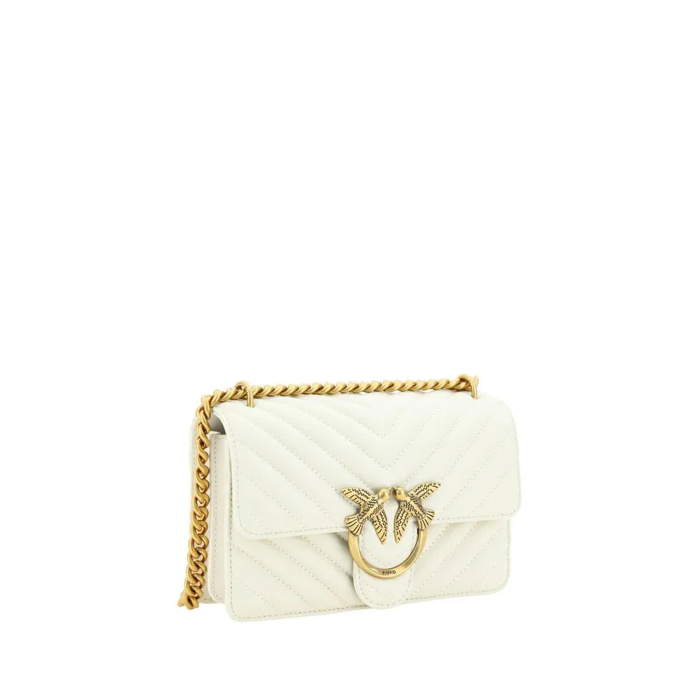 PINKO White Calf Leather Bos Taurus Shoulder Bag - Zeiniez