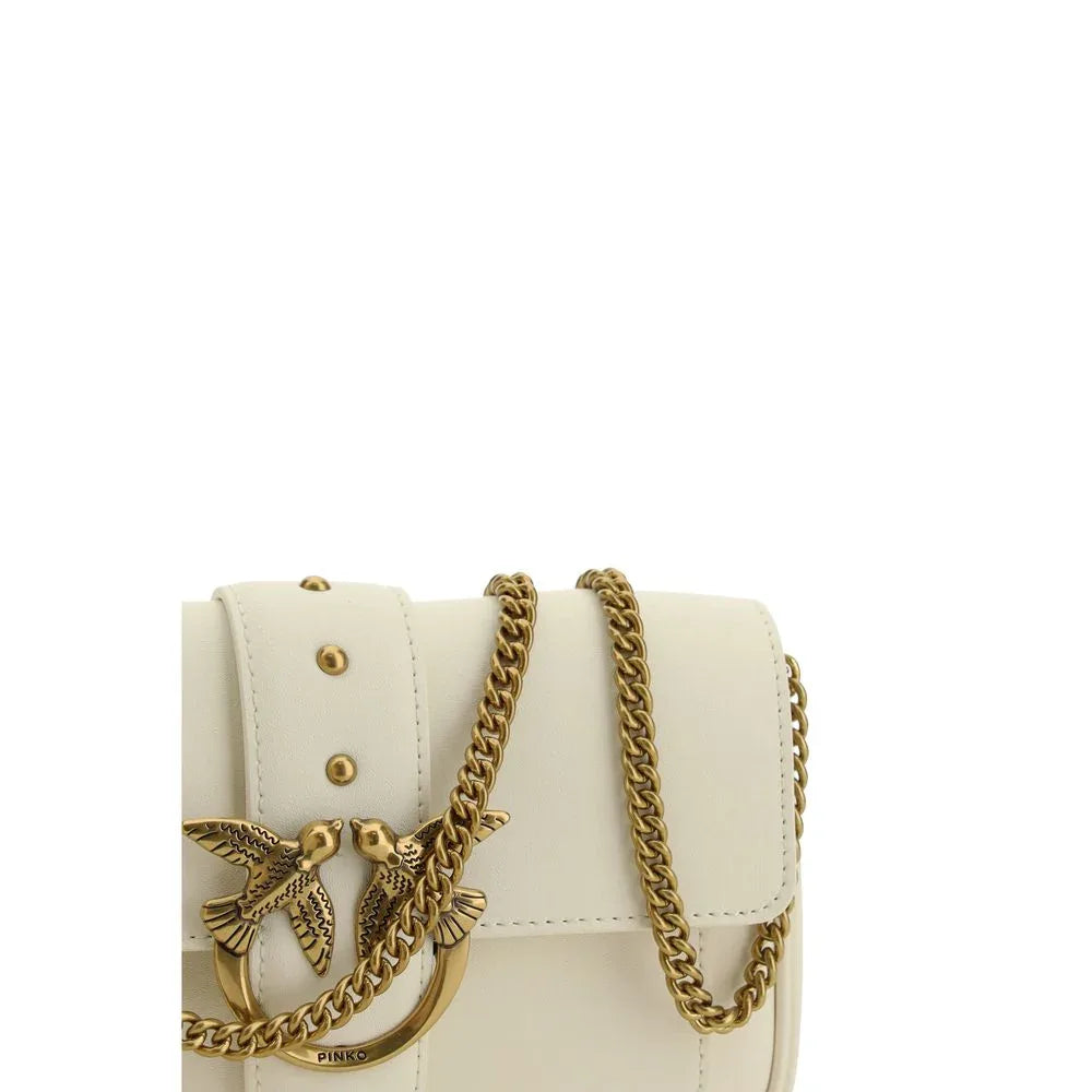 PINKO White Calf Leather Bos Taurus Shoulder Bag - Zeiniez