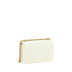 PINKO White Calf Leather Bos Taurus Shoulder Bag - Zeiniez