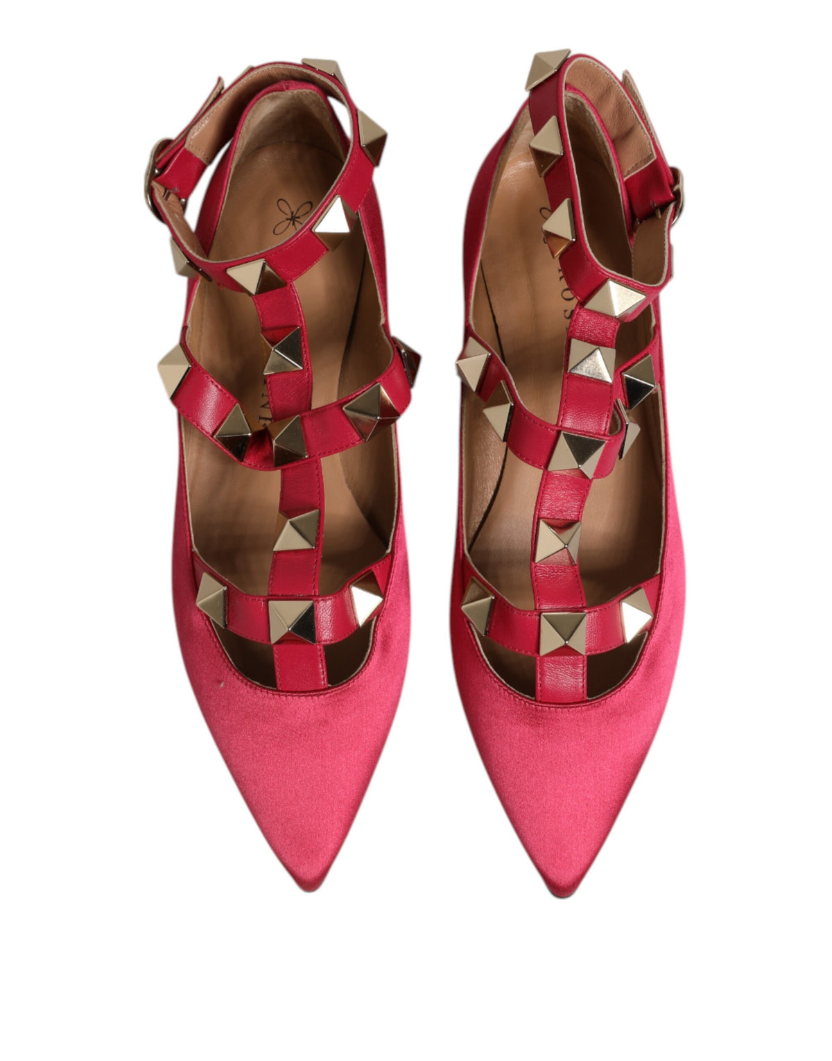 Prosperine Red Gold Studded Pointed Toe Ballet Flats Shoes