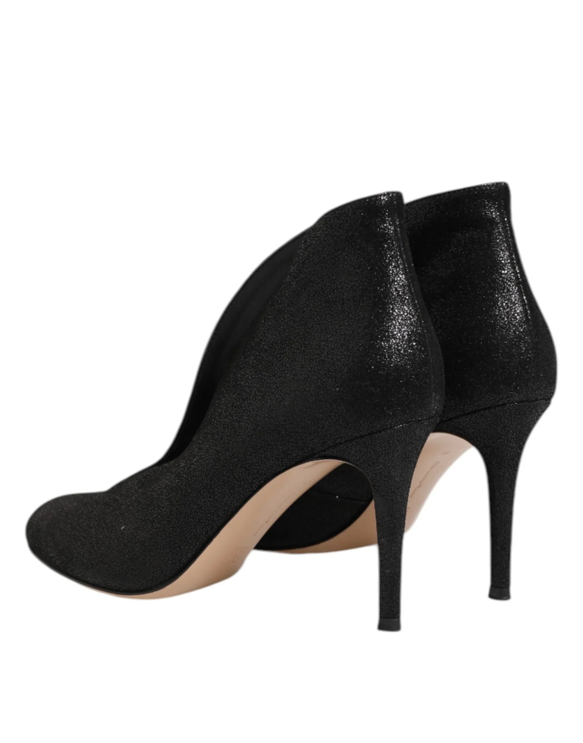 Gianvito Rossi Metallic Black Pump Stiletto Heels Shoes - Zeiniez