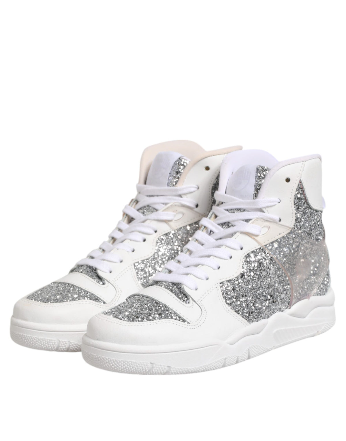 Chiara Ferragni White Silver High Top Women Sneakers Shoes