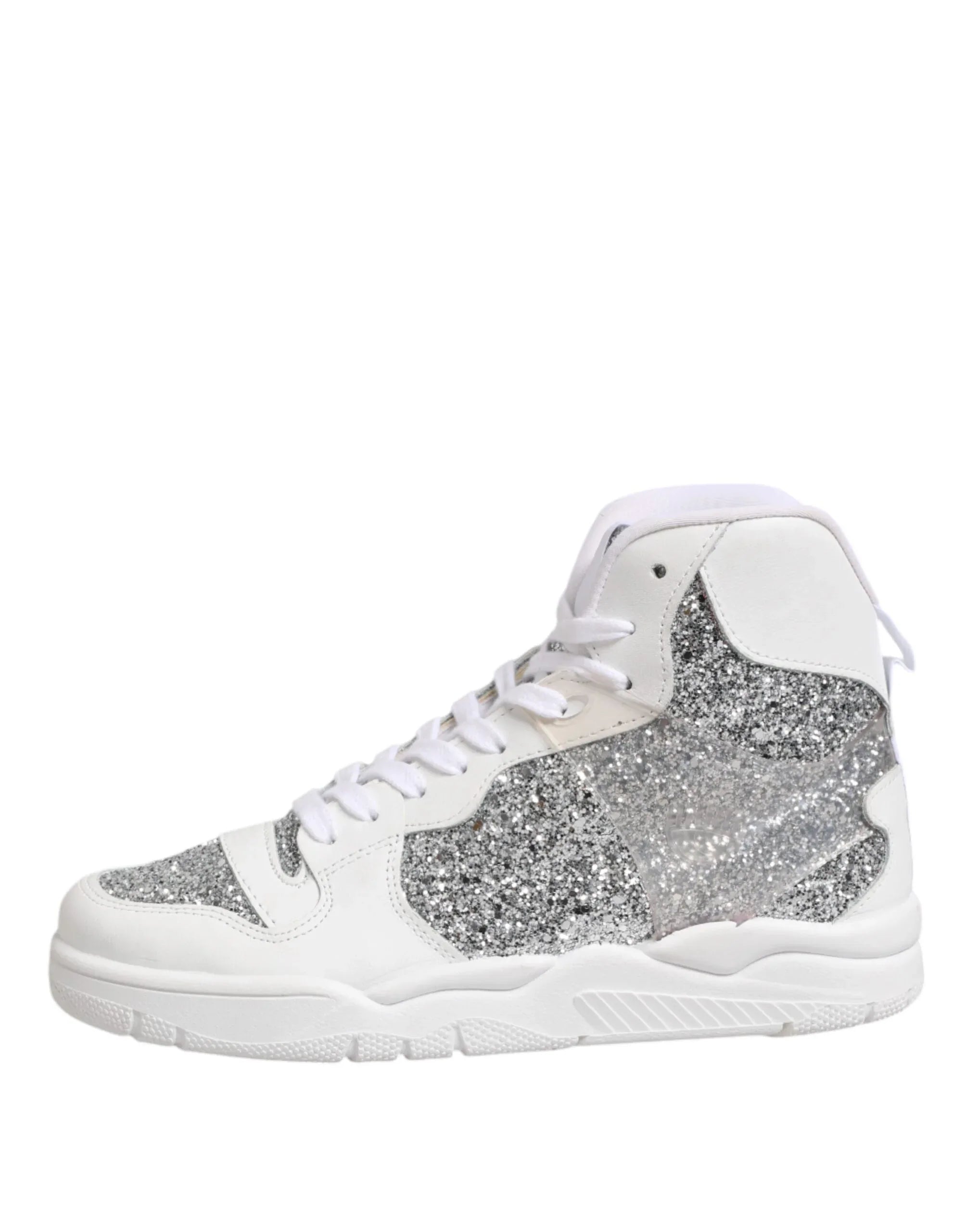 Chiara Ferragni White Silver High Top Women Sneakers Shoes - Zeiniez